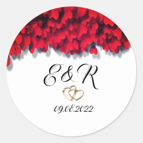Elegant Red Hearts  Classic Round Sticker