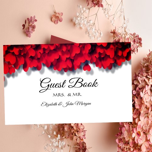 Elegant Red Hearts  Guest Book