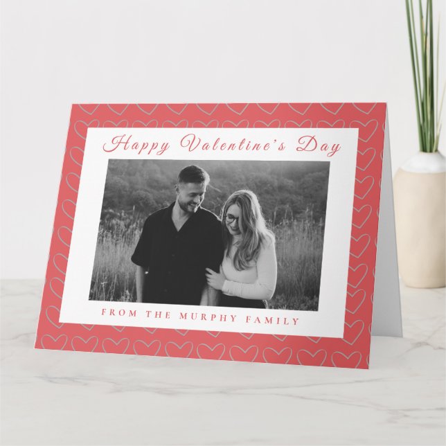 Elegant Red Hearts Happy Valentines Day 1 Photo  Card (Front)