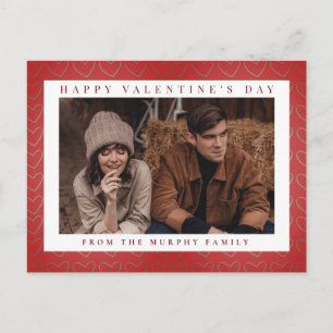 Elegant Red Hearts Happy Valentine's Day 1 Photo  Holiday Postcard