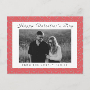 Elegant Red Hearts Happy Valentine's Day 1 Photo Holiday Postcard