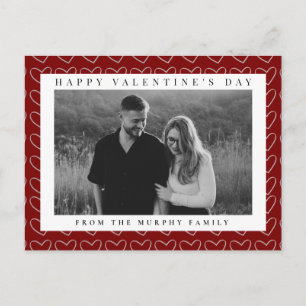 Elegant Red Hearts Happy Valentine's Day 1 Photo Holiday Postcard