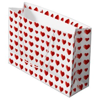 Elegant Red Hearts on White 