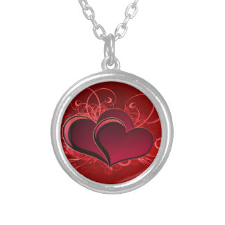 Elegant Red Hearts & Swirls Necklace