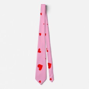 Elegant Red Hearts Valentine's Day Pink Neck Tie