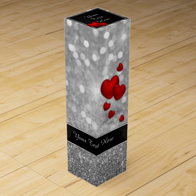Elegant Red Hearts - Wine Gift Box (Front)