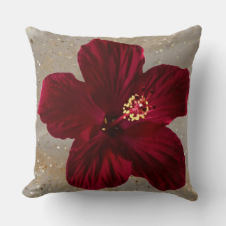 Elegant Red Hibiscus Flower Throw Pillow | Tropica