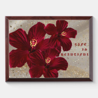 Elegant Red Hibiscus Flower Throw Pillow | Tropica Award Plaque
