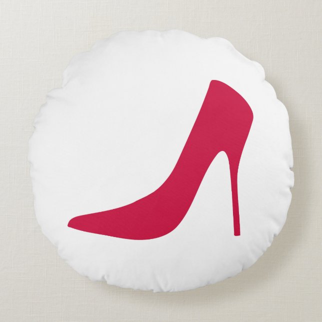 ELEGANT RED HIGH HEELS AND POLKA DOTS  ROUND PILLOW (Front)