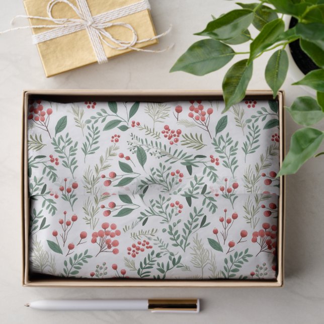 Elegant Red Holly Berries  Tissue Paper (Gift)