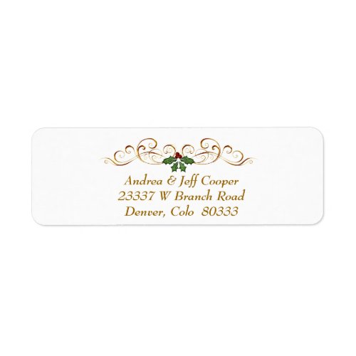 Elegant Red Holly Christmas Label