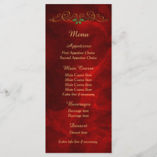 Elegant Red Holly Christmas Wedding Menu