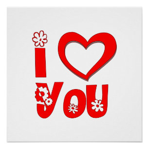 Elegant Red I Love You Poster Art Print