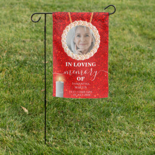 Elegant Red In Loving Memory Memorial  Garden Flag