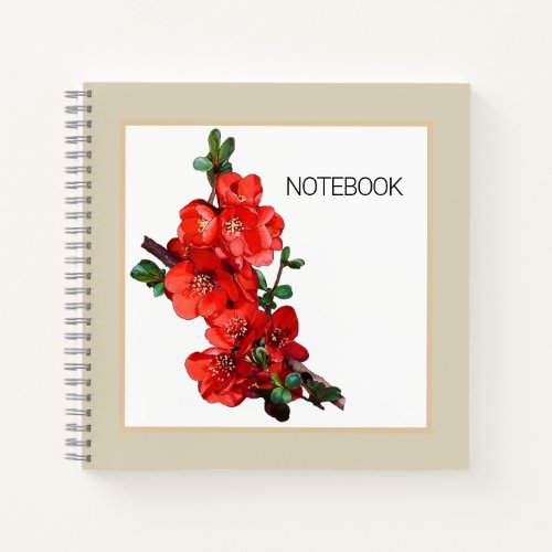 Elegant Red Japanese Blossom beige Notebook
