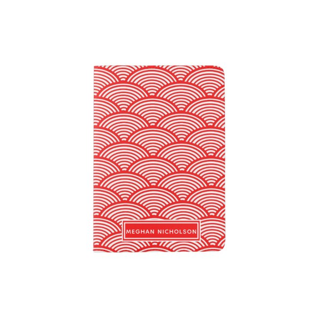 Elegant Red Japanese Wave Pattern Personalized