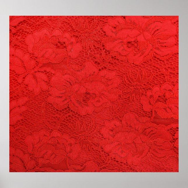Elegant red lace, seamless texture poster (Front)