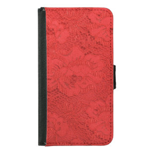 Elegant red lace, seamless texture samsung galaxy s5 wallet case