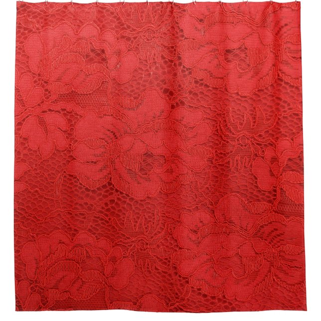 Elegant red lace, seamless texture shower curtain (Front)