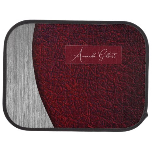 Elegant Red LeatherName   Car Floor Mat