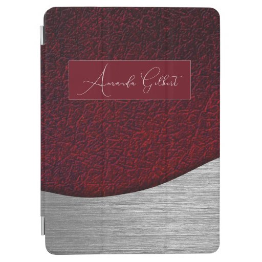 Elegant Red Leather,Name   iPad Air Cover