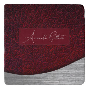 Elegant Red Leather,Name Trivet