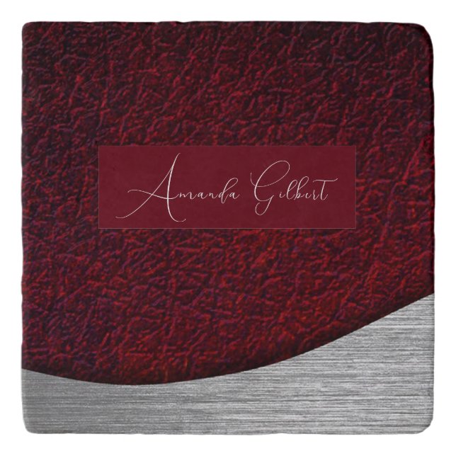 Elegant Red Leather,Name      Trivet (Front)