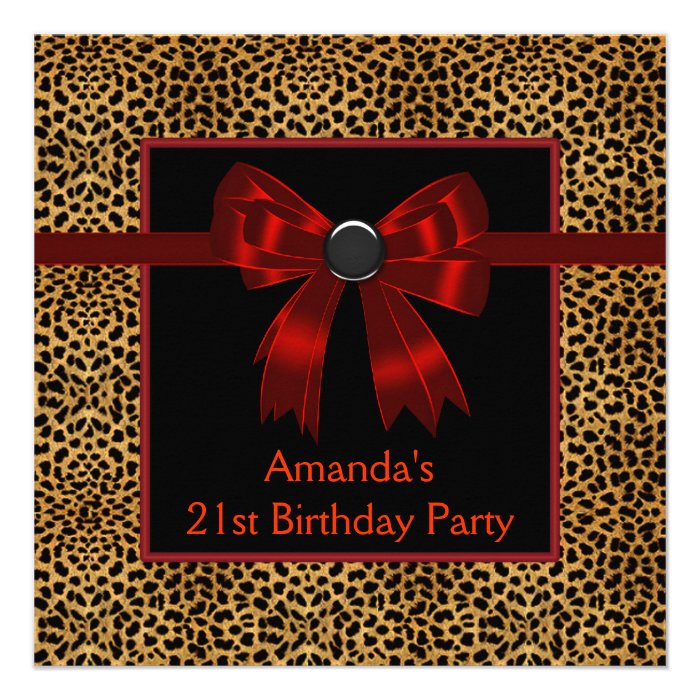 Elegant Red Leopard Birthday Party Announcement