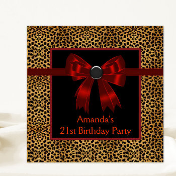Elegant Red Leopard Birthday Party Invitation by Pure_Elegance at Zazzle