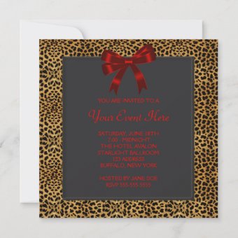 Elegant Red Leopard Party Invitation | Zazzle