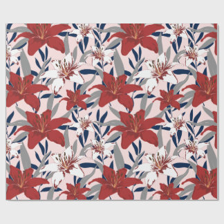 Elegant Red Lily Botanical Floral Gift & Crafts Wrapping Paper