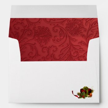 Elegant Red Lined Christmas Paper Envelope by ChristmasBellsRing at Zazzle