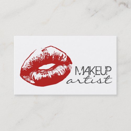 Elegant Red Lips Makeup Artist Cosmetologist Business Card