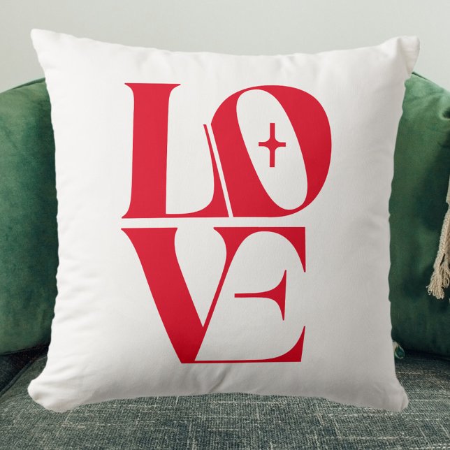 Elegant Red Love Typography Throw Pillow (Creator Uploaded)
