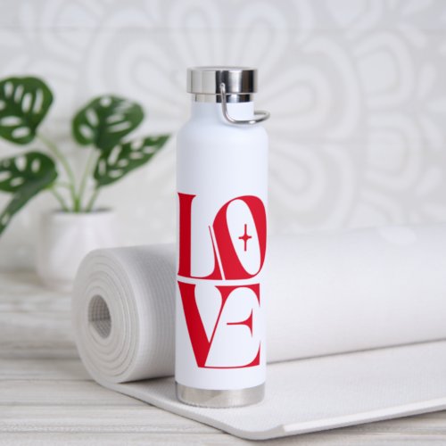 Elegant Red Love Typography Water Bottle