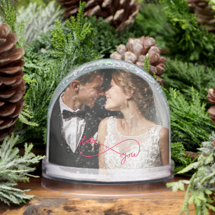 Elegant Red love You Infinity Sign Wedding Photo  Snow Globe