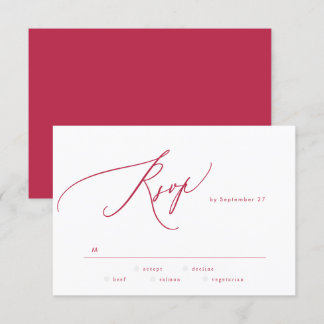 Elegant Red Magenta Summer The Wedding RSVP Card
