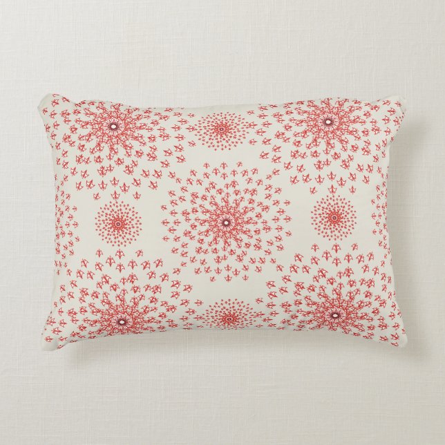 Elegant Red Mandala Geometric Bedroom & Home Texti Accent Pillow (Front)