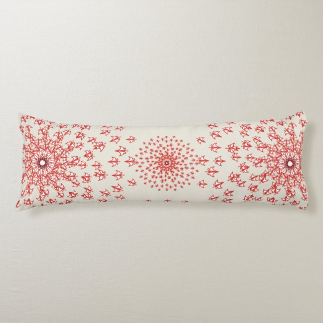 Elegant Red Mandala Geometric Bedroom & Home Texti Body Pillow (Front)