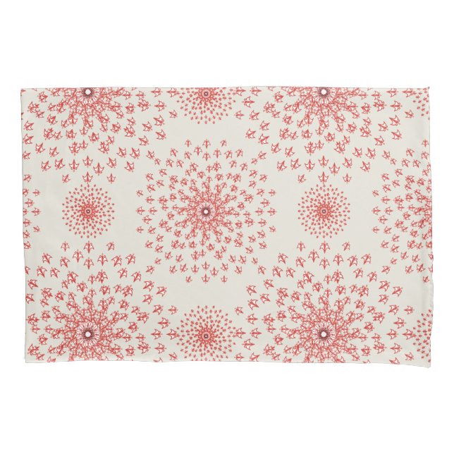 Elegant Red Mandala Geometric Bedroom & Home Texti Pillow Case (Front)