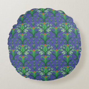 Elegant Red Mandala Geometric Bedroom & Home Texti Round Pillow