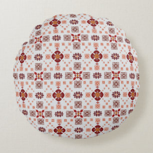 Elegant Red Mandala Geometric Bedroom & Home Texti Round Pillow