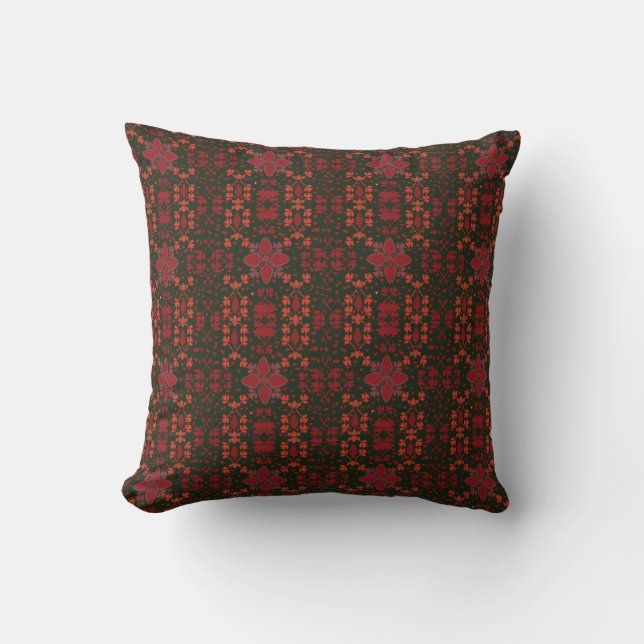 Elegant Red Mandala Geometric Bedroom & Home Texti Throw Pillow (Front)