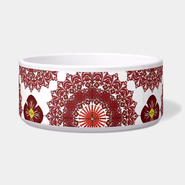Elegant Red Mandala Geometric Teapot – Artistic Ce Bowl (Front)