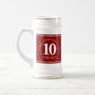 Elegant Red Marble 10 Years Work Anniversary Beer Stein