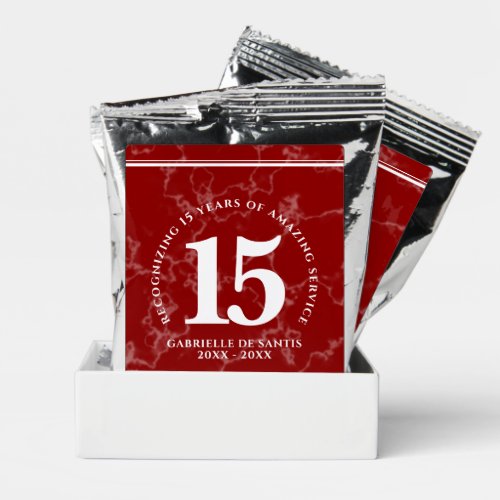 Elegant Red Marble 15 Years Work Anniversary Coffee Drink Mix