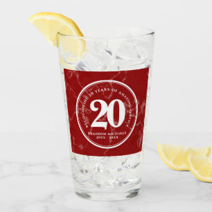Elegant Red Marble 20 Years Work Anniversary Glass