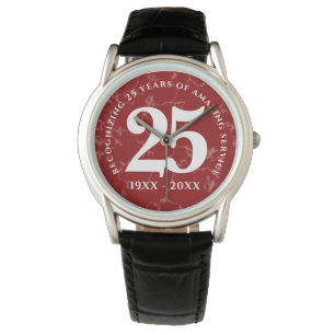 Elegant Red Marble 25 Years Work Anniversary Watch
