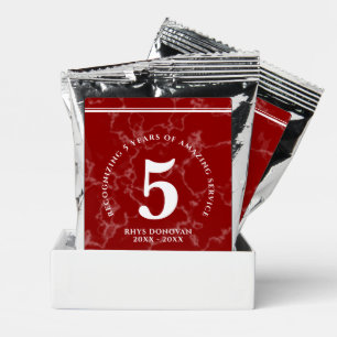 Elegant Red Marble 5 Years Work Anniversary Coffee Drink Mix