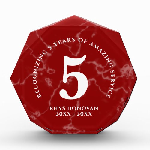 Elegant Red Marble 5 Years Work Anniversary